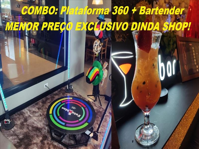 COMBO: BARTENDER + PLATAFORMA 360 PELO MENOR PREÇO EXCLUSIVO DINDA SHOP!